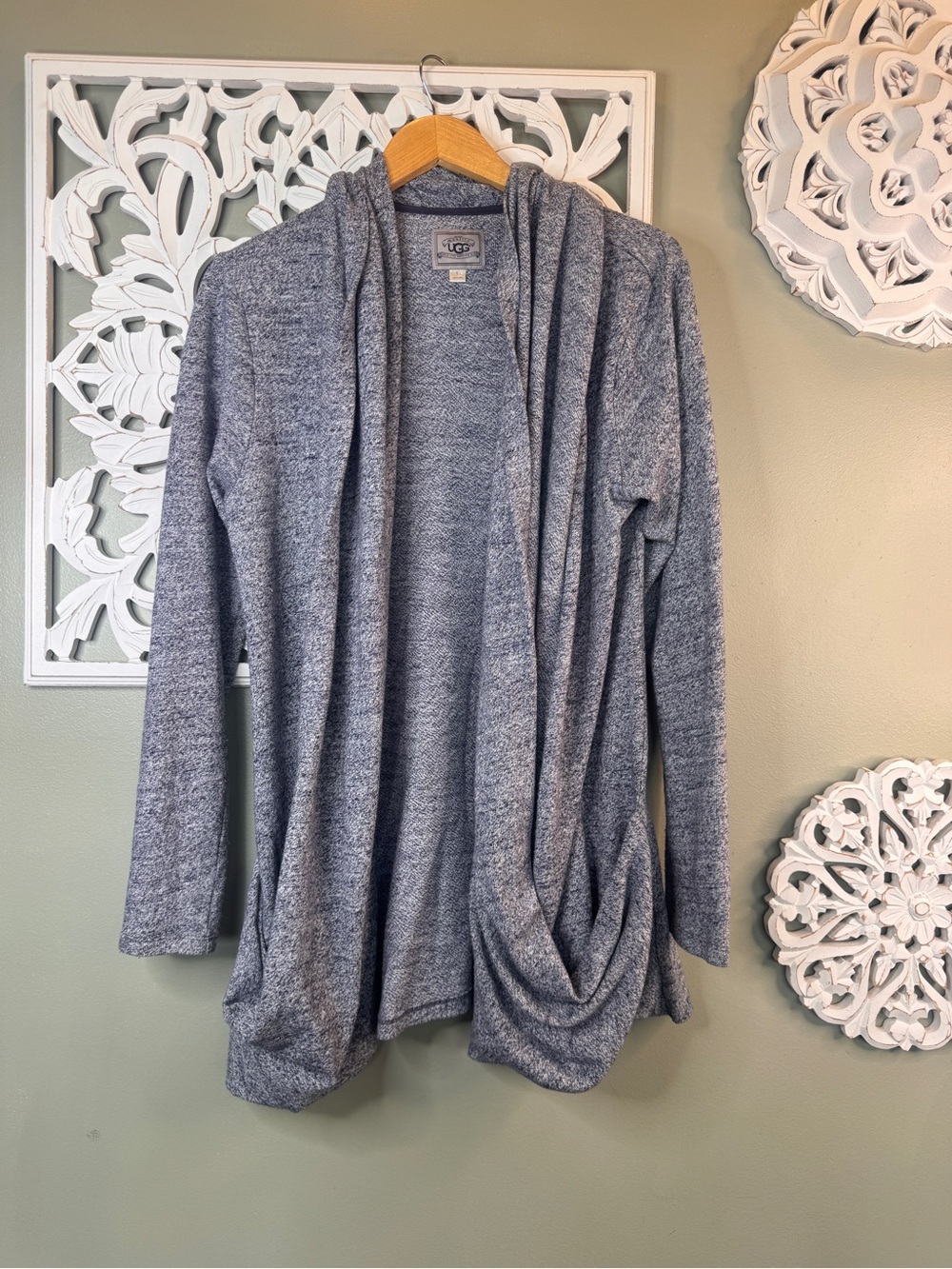 UGG Australia Blue Marled Waterfall Cardigan Size L